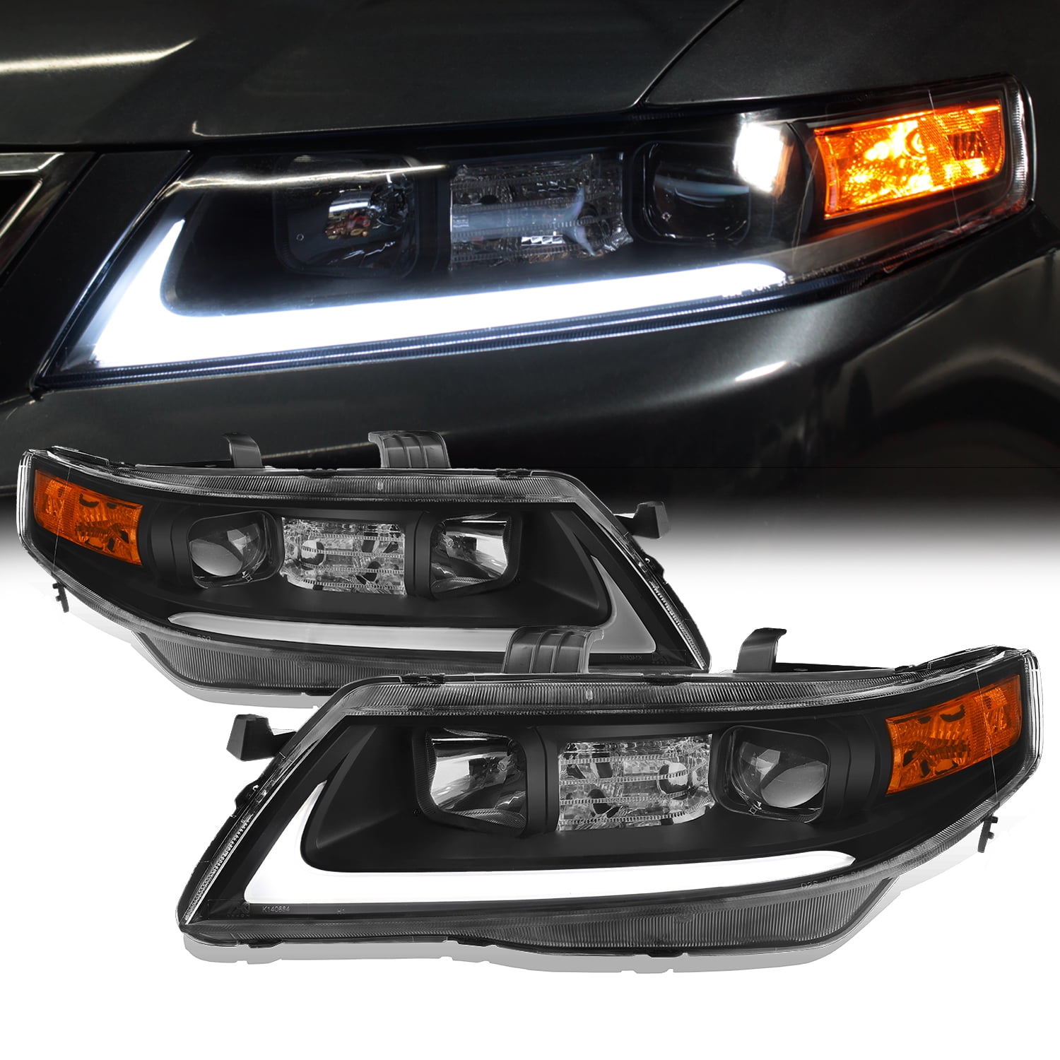 AKKON - Fits 2004-2008 Acura TSX CL9 LED Tube Projector Front