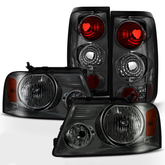 AKKON - Fits 2004-2008 Ford F150 Smoked Headlights + Styleside Type Smoke Tail Brake Lights Pair Left Driver + Right Passenger