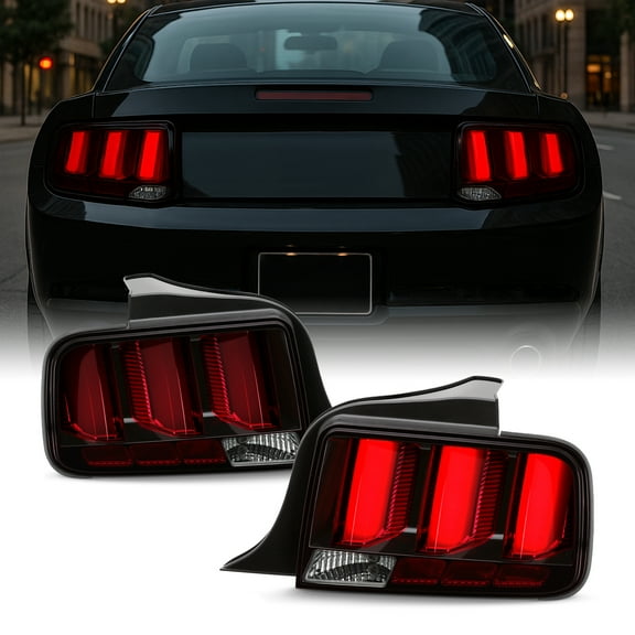 AKKON - Fits 2005-2009 Ford Mustang LED [Red Tube] Black Tail Lamp Brake Lights w/ Sequential Signal Pair Left + Right