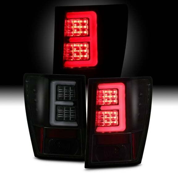 AKKON - Fits 2007 2008 2009 2010 Jeep Grand Cherokee E-Tube Bar LED Black Smoked Tail Lamp Brake Lights Pair Left+Right