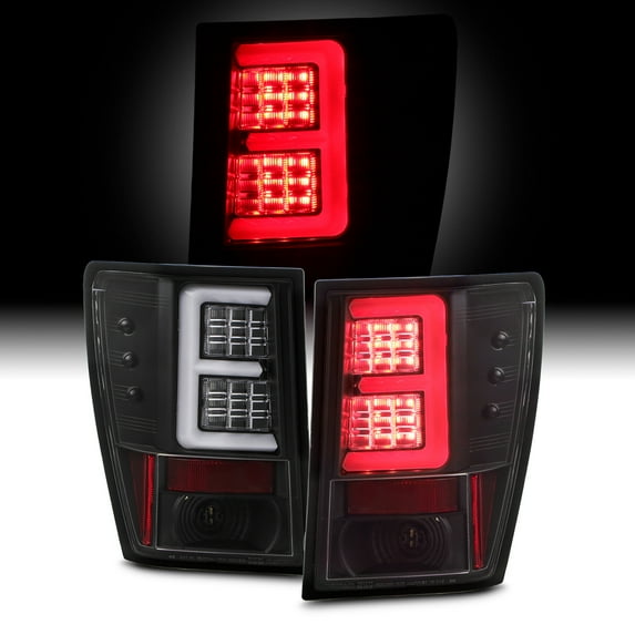 AKKON - Fits 2007 2008 2009 2010 Jeep Grand Cherokee E-Tube Bar LED Black Tail Lamp Brake Lights Pair Left+Right