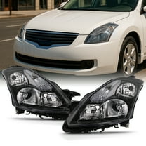 AKKON - Fits 2007 2008 2009 Altima Sedan Driver & Passenger Both Side Halogen Headlights Headlamps Black
