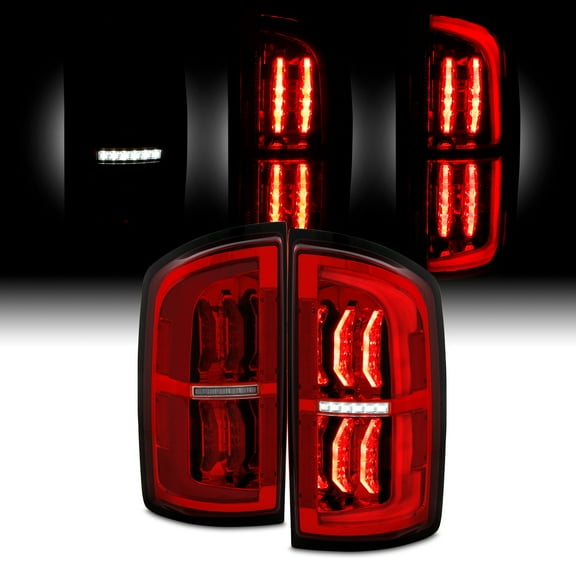 AKKON - Fits 2007-2008 Dodge Ram 1500 07-09 Ram 2500 3500 Pickup LED Red Clear Tail Brake Lights Pair Driver+Passenger