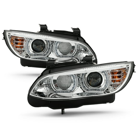 AKKON - Fits 2007-2010 BMW 328i 328xi 335i 335xi M3 3-Series Coupe/Convertible LED Projector [HID/Xenon] Chrome Headlights Pair