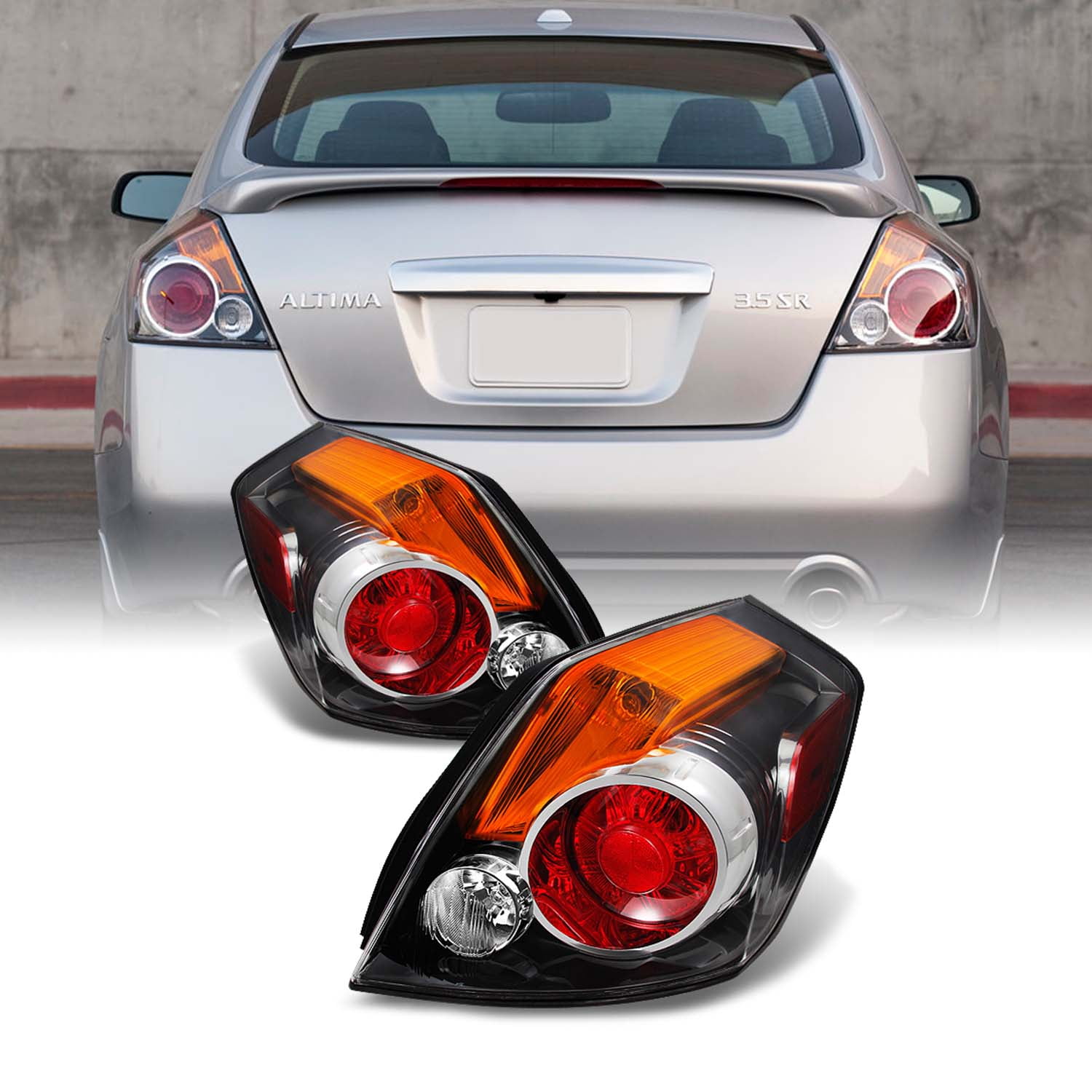 AKKON - Fits 2007-2012 Altima 4-Door Sedan Chrome Tail Brake Lights Driver + Passenger Side Replacement Pair