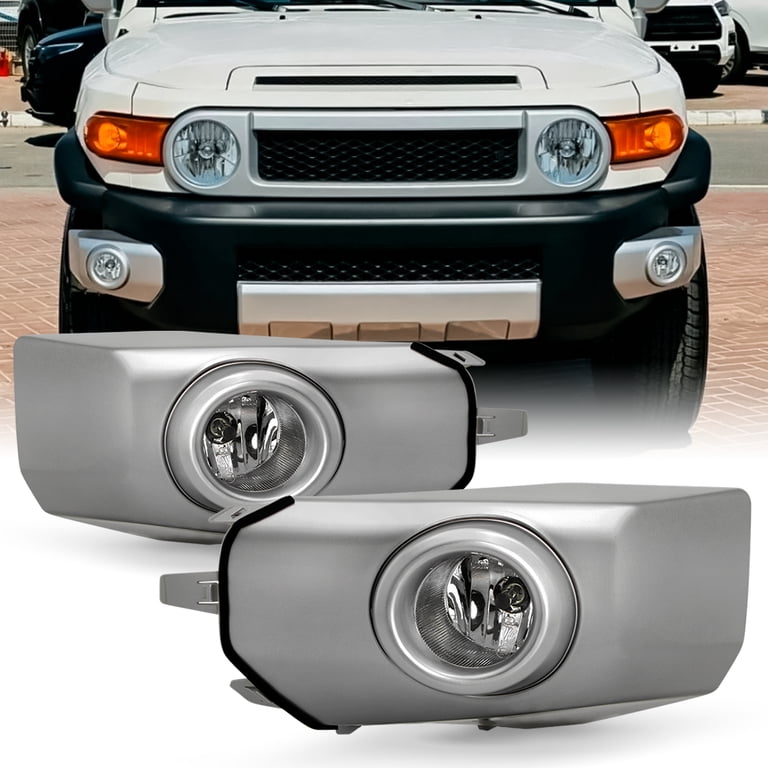 AKKON - Fits 2007-2014 Toyota FJ Cruiser Chrome Fog Lights Pair w 