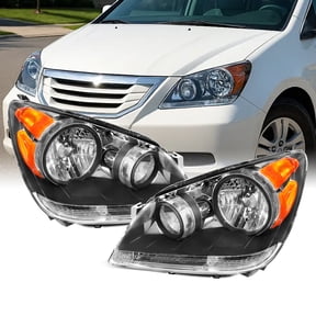 AKKON - Fits 2008 2009 2010 Honda Odyssey Van Front Black Housing Headlights Headlamps Assemblies Replacement