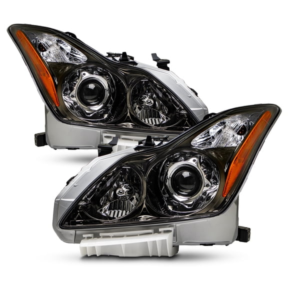 AKKON - Fits 2008-2013 Infiniti G37 2014-2015 Q60 Coupe Black Headlights Pair Driver Left + Passenger Right Replacement
