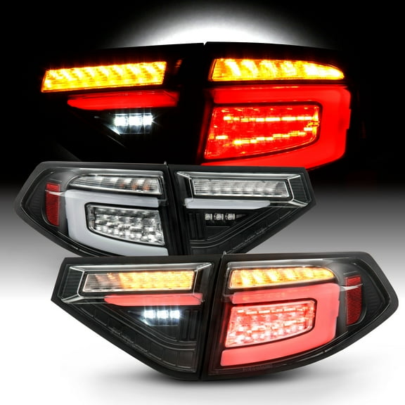 AKKON - Fits 2008-2014 Subaru Impreza WRX 2.5L Hatchback LED [C-Tube] Black Tail Light Brake Lamp w/ Sequential Signal Pair