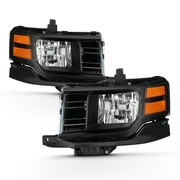 AKKON - Fits 2009 2010 2011 2012 Ford Flex SE SEL [Halogen Type] Black Headlights w/ Amber Side Signal Lamp Pair Left+Right