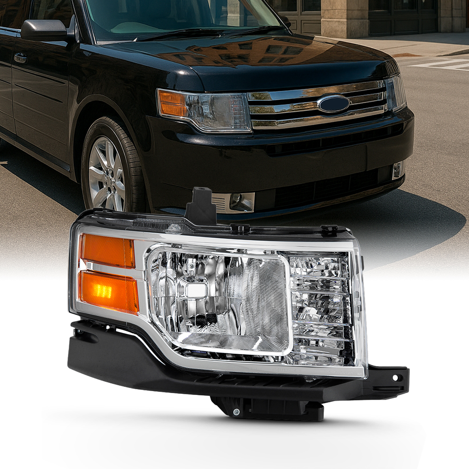 Micro Rim Chrome Driver Side Fog Light Bezel For 2009-2012 Ford Flex – Replaces FO2598105, 8A8Z17E811B
