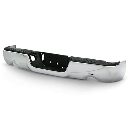 AKKON - Fits 2009-2018 Dodge Ram 1500 Dual Exhaust Model Chrome Rear Bumper Black Step Pad without Sensor Holes