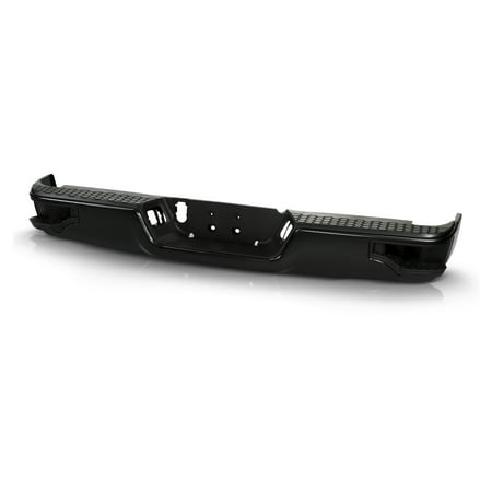 AKKON - Fits 2009-2018 Dodge Ram Corner Step Steel Rear Bumper Set w/o Parking Sensor Hole - Black Panel