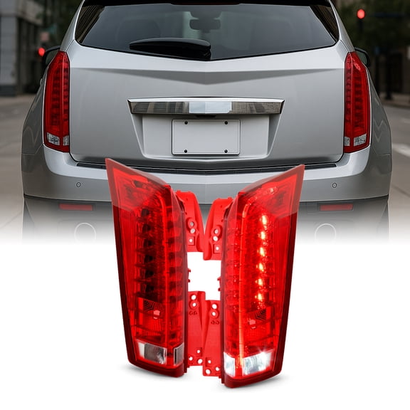 AKKON - Fits 2010-2016 Cadillac SRX LED Running Reverse Chrome Red Clear Tail Lamp Brake Lights Pair Driver + Passenger