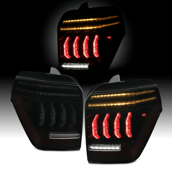 AKKON - Fits 2010-2022 Toyota 4Runner LED Tube DRL Sequential Turn Signal Black Smoke Tail Lights Pair Driver+Passenger