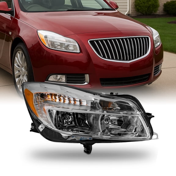 AKKON - Fits 2011 2012 2013 Buick Regal [Halogen Type] Chrome Headllight Headlamp Passenger Right Side Replacement 12 13