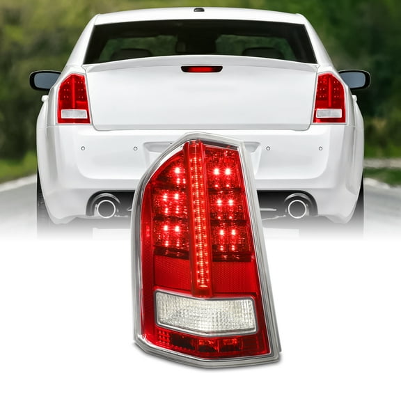 AKKON - Fits 2011 2012 2013 Chrysler 300 Base Limited S Model LED Running Brake Signal Chrome Red Tail Light Driver Left