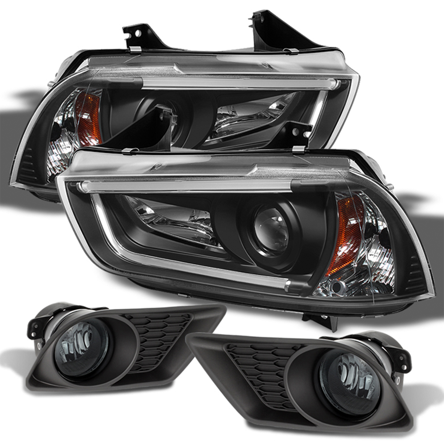 AKKON Fits 20112014 Dodge Charger Chrome LED Light Bar Projector