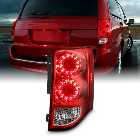 AKKON - Fits 2011-2020 Dodge Grand Caravan Premium LED Chrome Red Clear Tail Brake Lights w/ Turn Signal Passenger Right Side