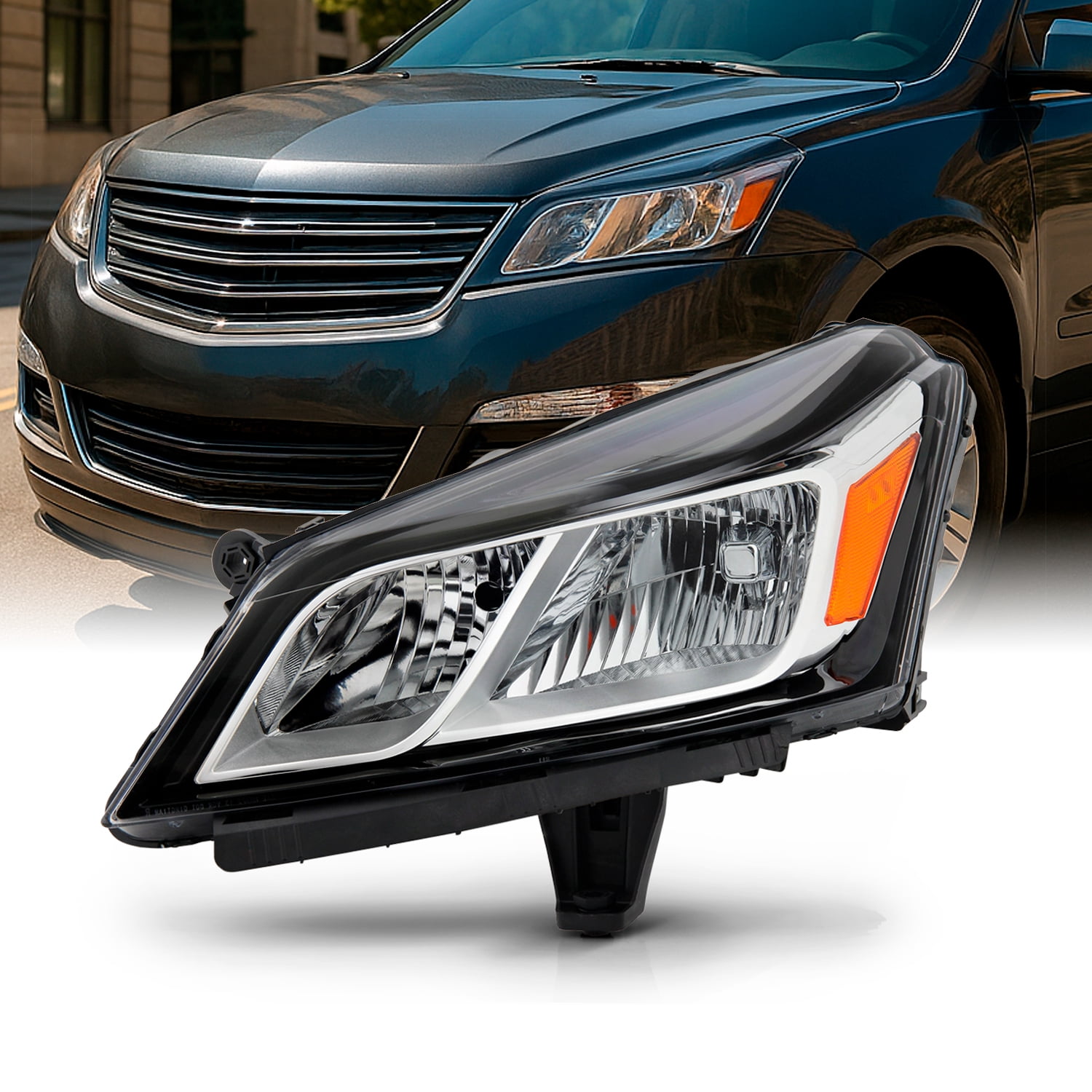 AKKON Fits 2013-17 Chevy Traverse Left Headlight Chrome Housing ...