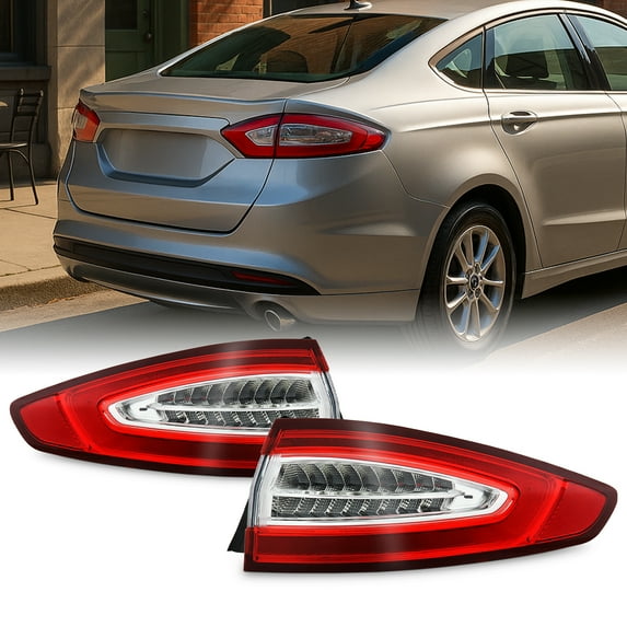 AKKON - Fits 2013 2014 2015 2016 Ford Fusion S | SE Sedan Models LED Red Tail Lamp Brake Light Outer Pair Driver + Passenger