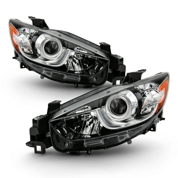 AKKON - Fits 2013 2014 2015 2016 Mazda CX-5 [Halogen Type] Projector Chrome Clear Headlights Pair Left Driver + Right Passenger