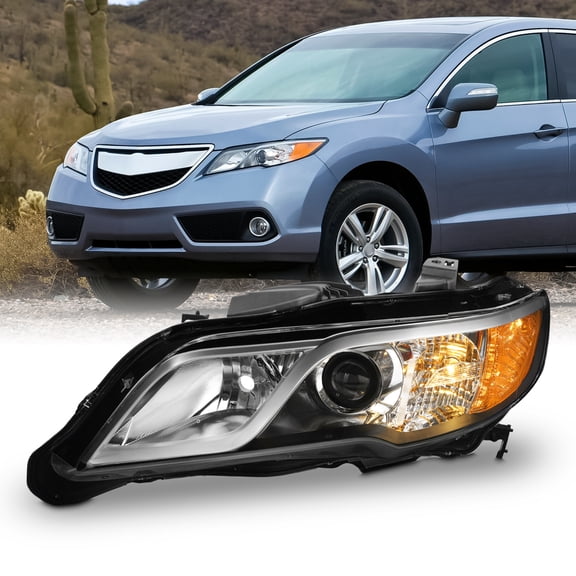 AKKON - Fits 2013 2014 2015 Acura RDX [Halogen Type] Projector Chrome Headlight Headlamp Driver Left Side Replacement