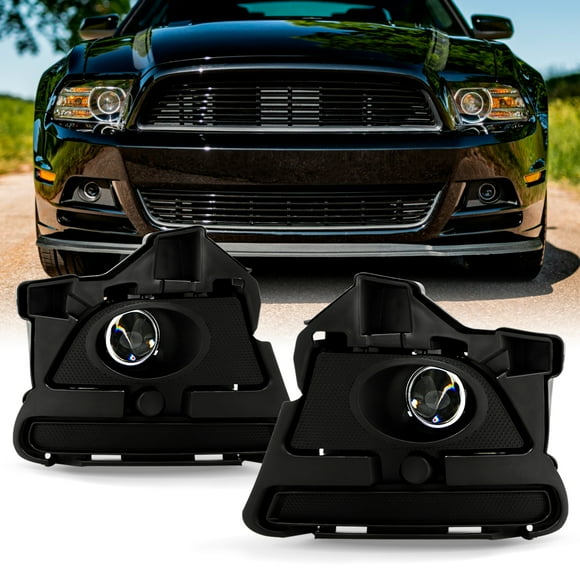 AKKON - Fits 2013-2014 Ford Mustang Base / GT / Boss 302 Chrome Fog Lights Pair w/ Power Switch+Wiring Harnesses+Bezel
