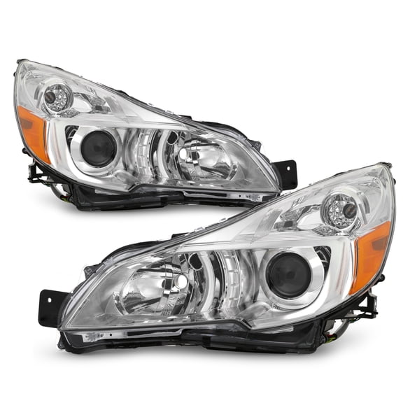 AKKON - Fits 2013 2014 Subaru Legacy | Outback Projector Chrome Headlights HeadLamp Driver Left+Passenger Right