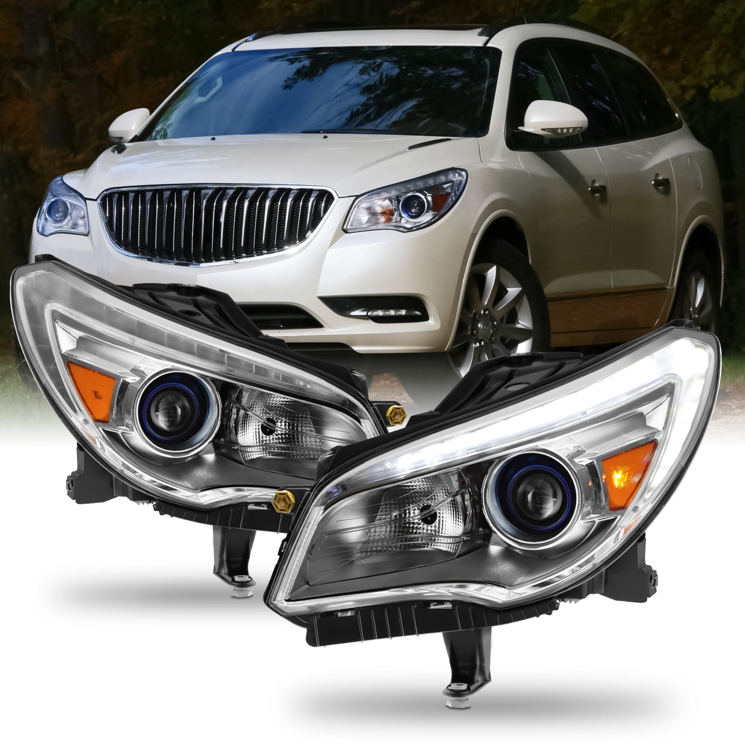 AKKON - Fits 2013-2017 Buick Enclave [HID/Xenon Type] LED DRL Running w ...