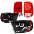 thumbnail image 1 of AKKON - Fits 2013-2018 RAM 1500 2500 3500 [LED] Projector Black Headlights + LED Chrome Red Tail Light w/Wire Set, 1 of 7