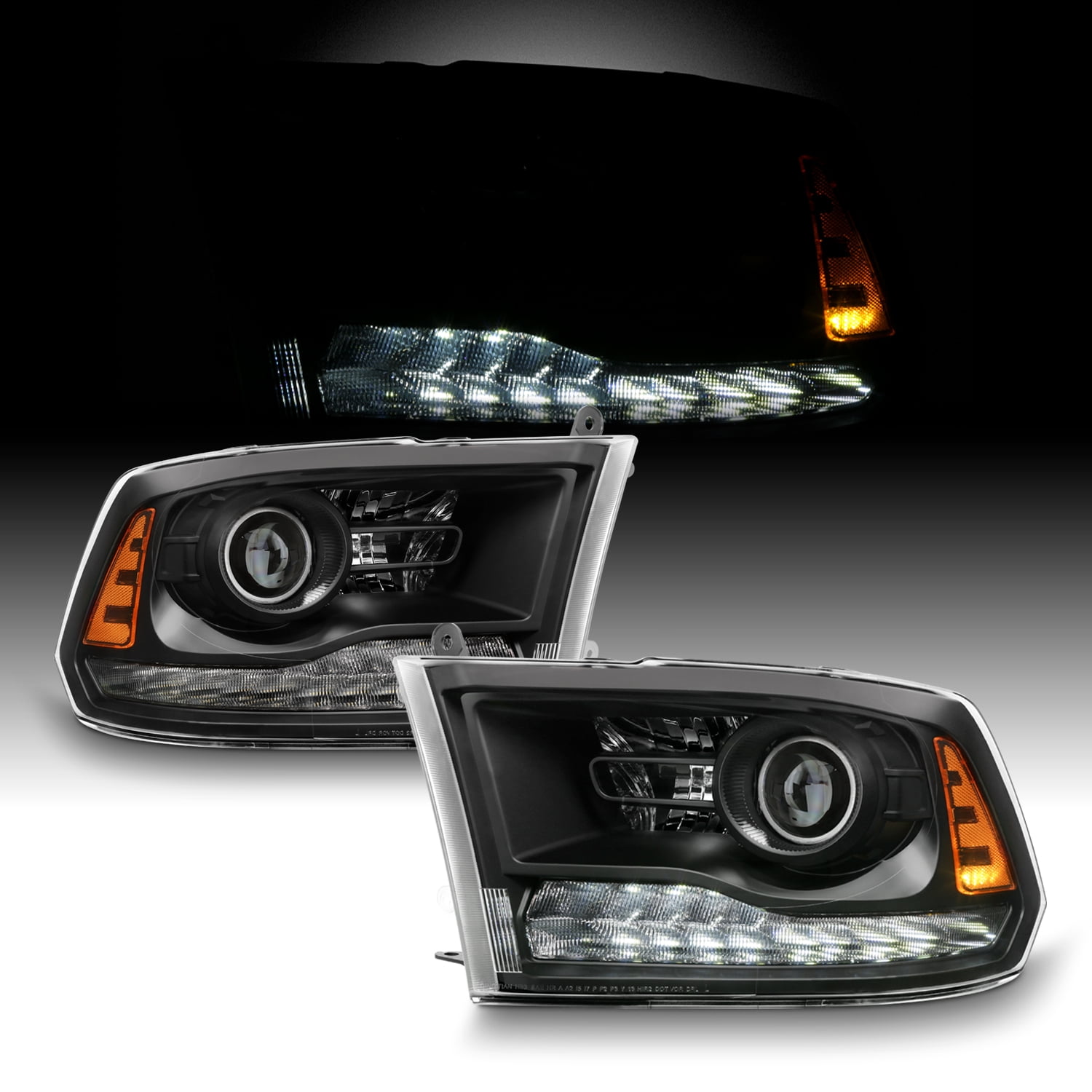 LED DRL Projector Headlights Fit For 13-18 Dodge Ram 1500 2500 3500