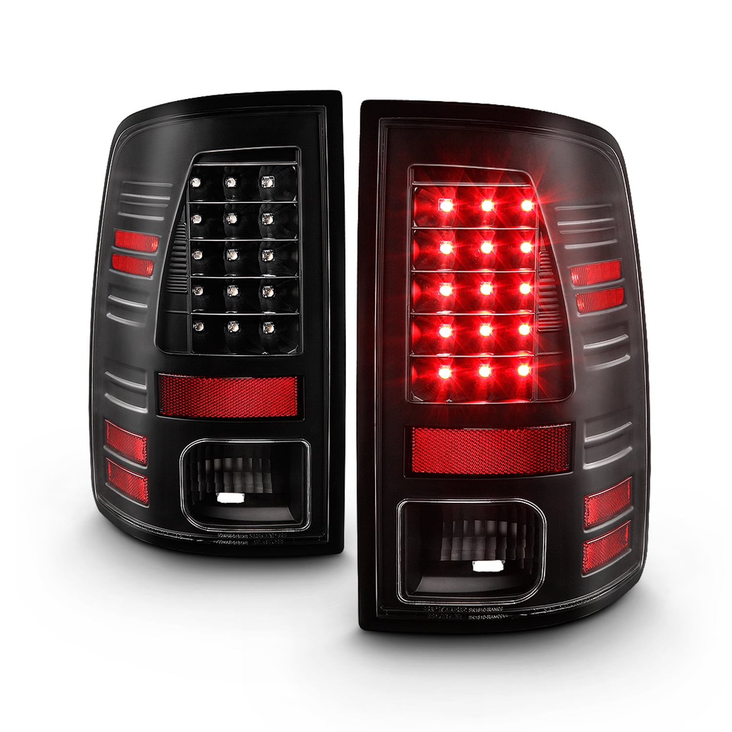 AKKON - Fits 2013-2018 Ram 1500 2500 3500 Pickup Lumiled LED Type Black Tail Lights Brake Lamp Pair Driver Left+Passenger Right