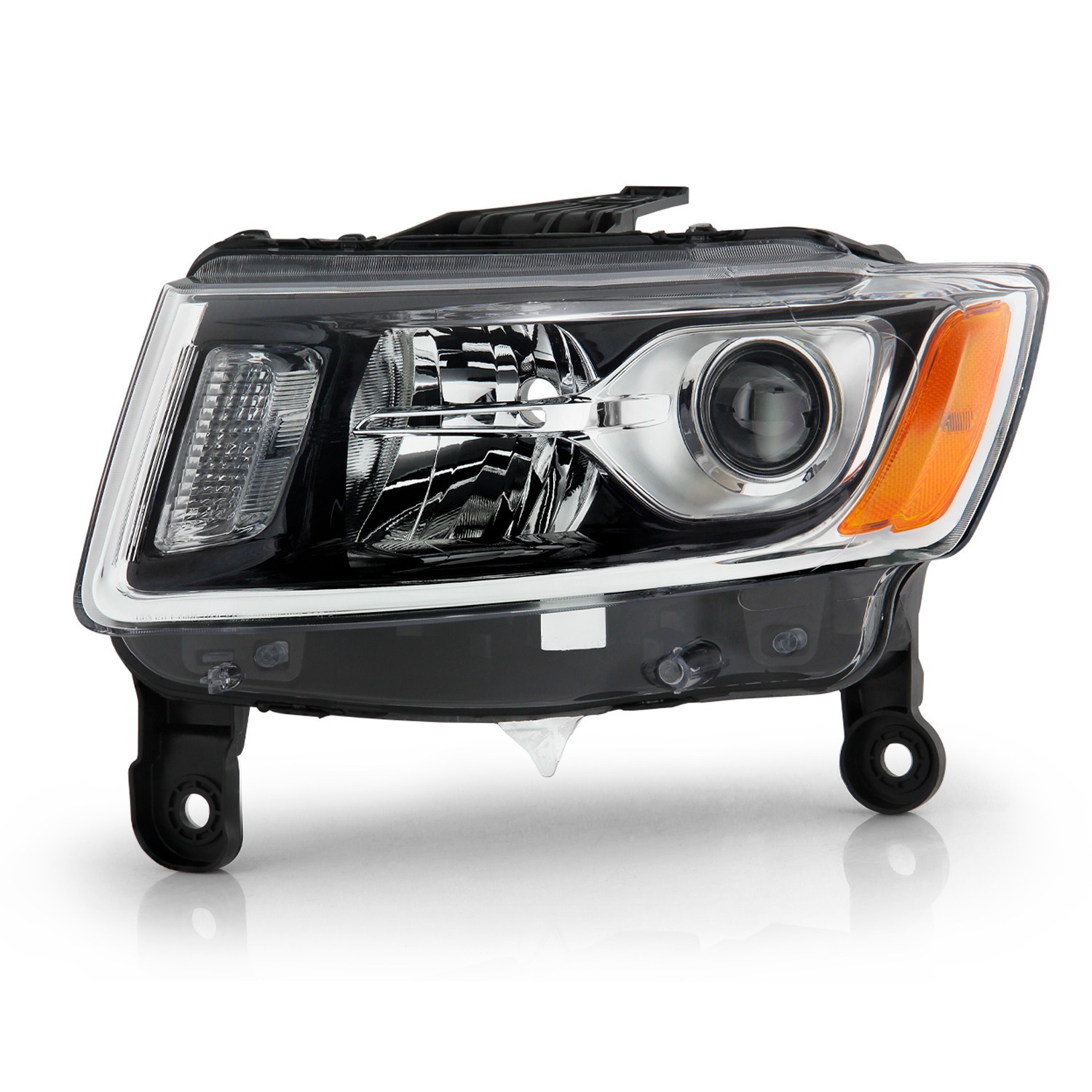 OEMASSIVE Halogen Projector Headlight For 2014-2016 Jeep Grand Cherokee - Chrome Left Driver Side