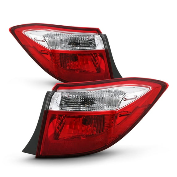 AKKON - Fits 2014 2015 2016 Toyota Corolla 4Door Sedan Chrome Red Clear Tail Lights Brake Lamps Outer Pair Driver + Passenger