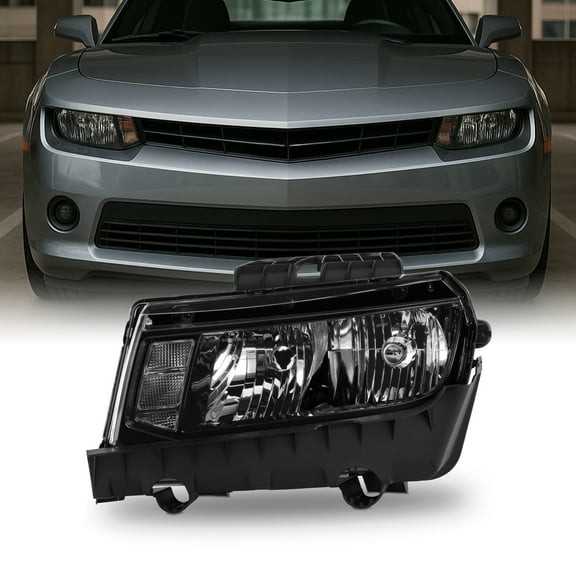 AKKON - Fits 2014-2015 Chevy Camaro [Halogen Type] Black Headlight Headlamp Driver Left Side Replacement
