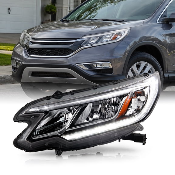 AKKON - Fits 2015-2016 Honda CR-V EX / EX-L / SE  [Tube Bar] Chrome Headlight Headlamp Driver Left Side w/ LED DRL Model