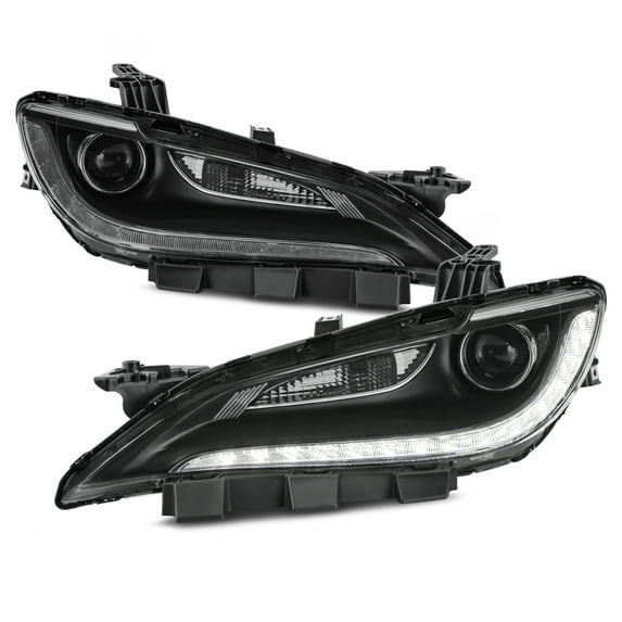 AKKON - Fits 2015-2017 Chrysler 200 [Halogen Type] Projector Chrome Trim Headlights Pair Driver+Passenger w/ LED DRL