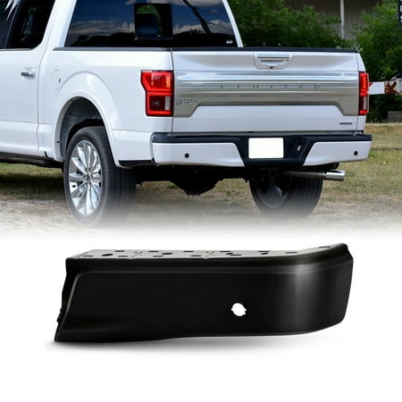AKKON - Fits 2015-2019 Ford F150 Pickup Truck Black Pained Rear Bumper End Cap w/Parking Sensor Hole Passenger Right Replacement
