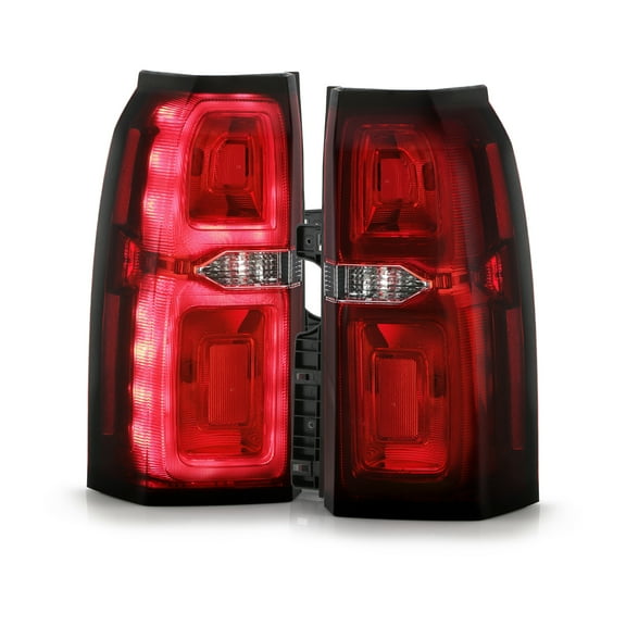 AKKON - Fits 2015-2020 Chevy Suburban Tahoe Pickup LED Running Chrome Red Tail Lights Brake Lamp Outer Pair Driver+Passenger