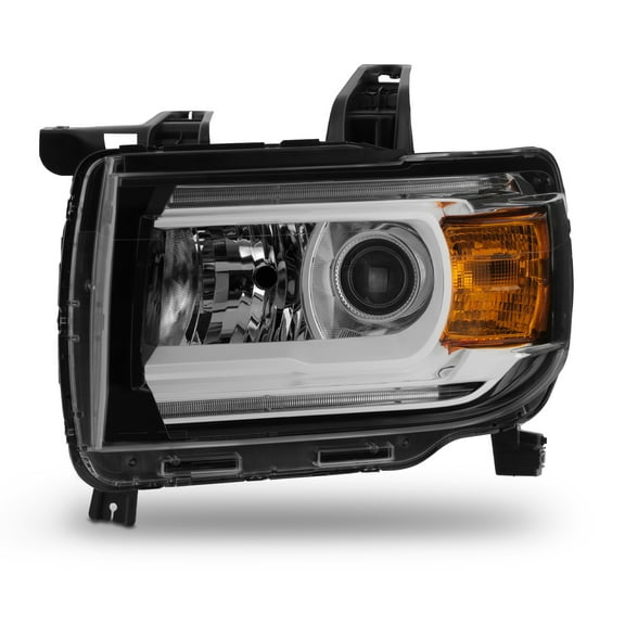 AKKON - Fits 2015-2022 GMC Canyon Projector Chrome Headlight Headlamp Driver Left Side w/ LED DRL Tube Running Light