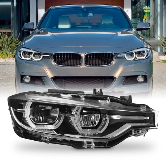 AKKON - Fits 2016 2017 2018 BMW 3 Series F35 [Full LED] Projector Black Headlight Passenger Right w/ Tube Signal Parking