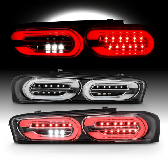 AKKON - Fits 2016 2017 2018 Chevy Camaro [LED Type] Tube Black Tail Lights Brake Lamp w/ LED Sequential Turn Signal Pair LH+RH