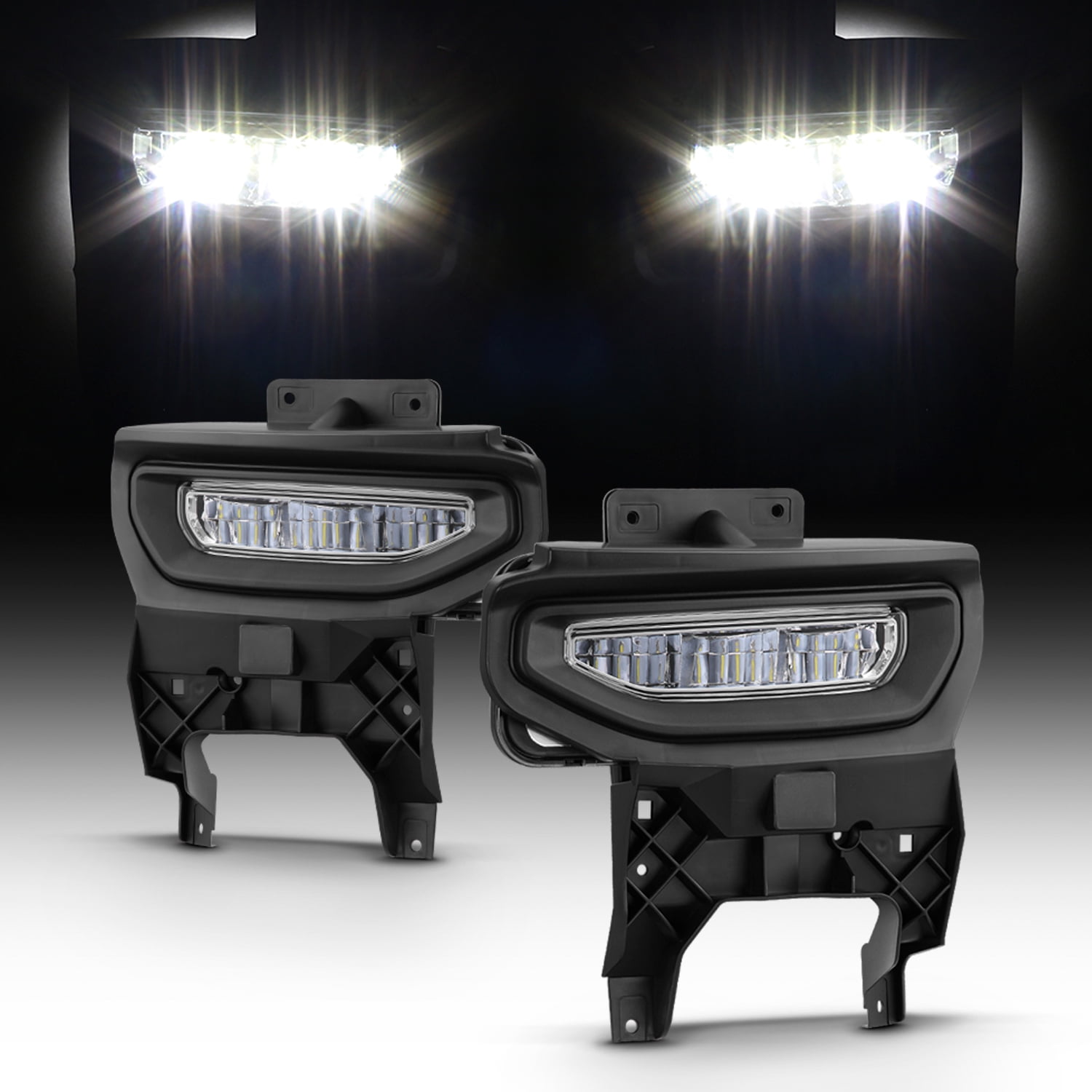 AKKON - Fits 2016 2017 2018 GMC Sierra 1500 LED Bumper Driving Fog Lamp Lights Pair Left + Right w/ Switch Relay Accessories