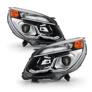 AKKON - Fits 2016-2017 Chevy Equinox SUV [Halogen Type] Projector Chrome Headlights Pair Driver Left+Passenger Right Replacement