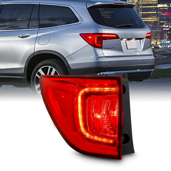 AKKON - Fits 2016-2018 Honda Pilot SUV LED Bar DRL Running Chrome Red Clear Tail Light Brake Lamp Outer Driver Left Side