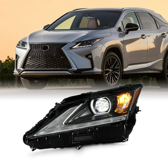AKKON - Fits 2016-2019 Lexus RX350 RX450 LED DRL Running Projector Black Headlight w/Non-AFS Driver Left Replacement