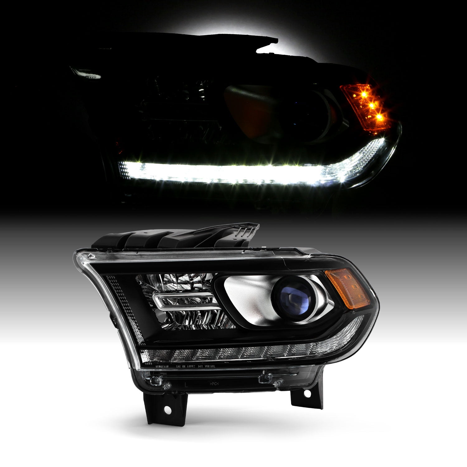 FOR 16-20 DODGE DURANGO LEFT SIDE HEADLIGHT HALOGEN HEADLAMP W/ LED RUNNING LAMP main image 1