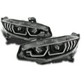 thumbnail image 1 of AKKON - Fits 2016-2021 Honda Civic Sedan [Tube Light Bar] Sequential Side Signal Projector Black Headlights Pair Left + Right, 1 of 6