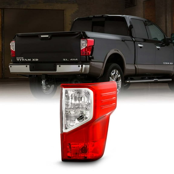 AKKON - Fits 2016-2023 Titan XD Pickup Chrome Red Tail Light Brake Lamp Passenger Right Side Replacement